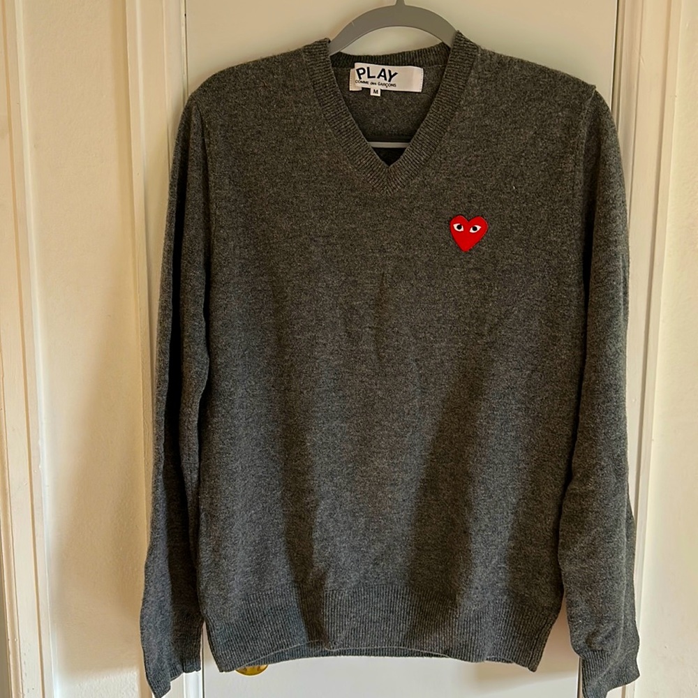 Comme Des Garçons Gray V-Neck Sweater